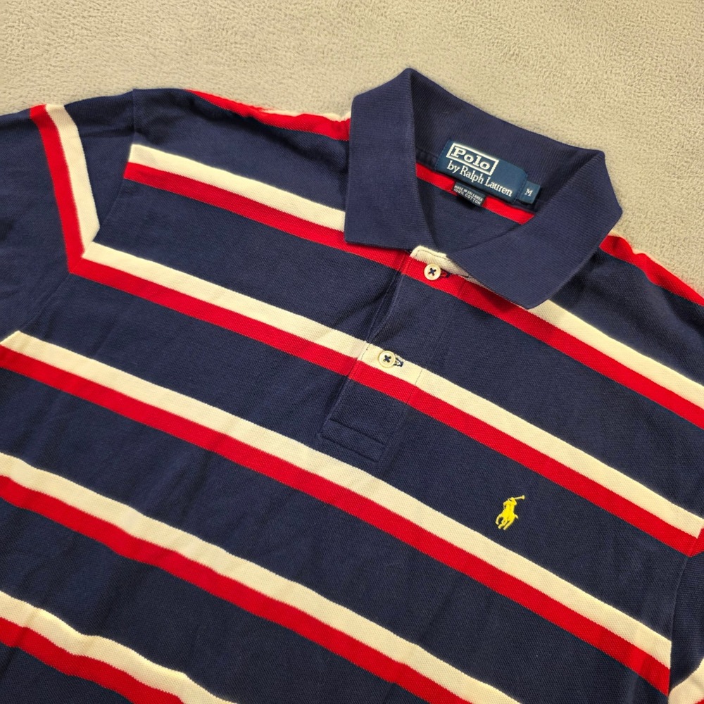 Polo Ralph Lauren Polo Shirt Mens M Blue Red Striped Preppy Skater Streetwear